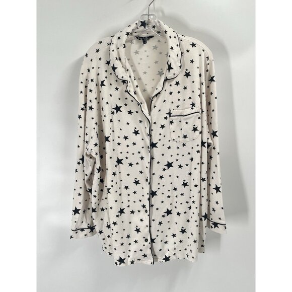 Ulla Popken Long SLeeve Pajama Lounge Set Stars Black White Sz 2X - Picture 2 of 9